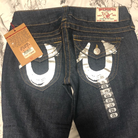True religion jeans, silver foil design, size 25 - Picture 2 of 3